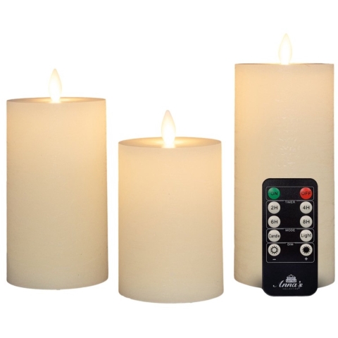 Stompkaars-USB wax d7,5 cm wit set van 3 - Annas collection