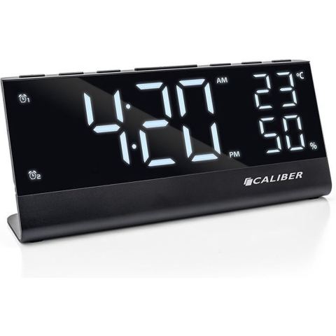 Caliber HCG023 - Wekkerradio met FM, temperatuur en luchtvochtheidsmeter - Zwart