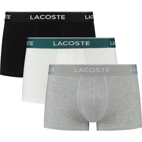 Lacoste Maat M Heren 3-pack Trunk - Zwart/Grijs/Wit/Blauw
