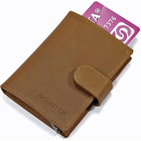 Figuretta RFID Card Protector Creditcardhouder - Leer - Zand
