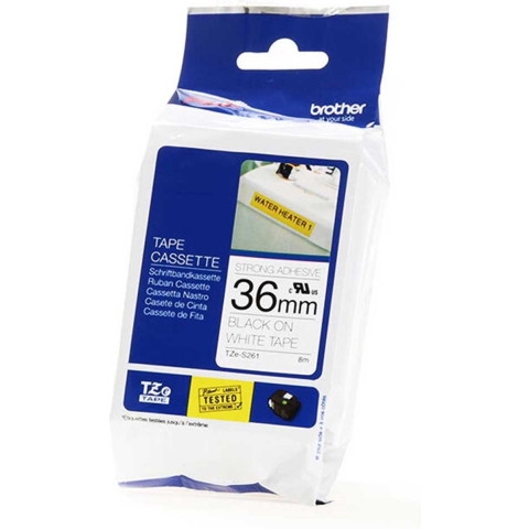 Brother TZe-S261 Labeltape extra sterk klevend Tapekleur: Wit Tekstkleur: Zwart 36 mm 8 m