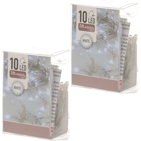 Kerst lampjes - 1x - helder wit - op batterijen - 1 meter - indoor -