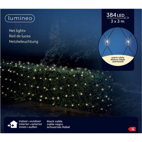 Netverlichting - 384 led lampjes - warm wit - 300 x 300 cm - kerstverlichting - net -