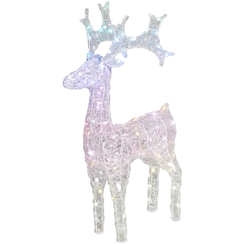 Kerstverlichting figuur - rendier - 80 leds - regenboog kleuren -?45 x 16 x 75 cm -