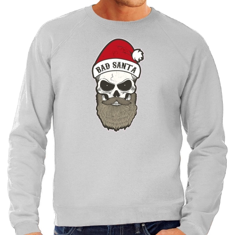 Bad Santa foute Kersttrui / outfit grijs voor heren S -