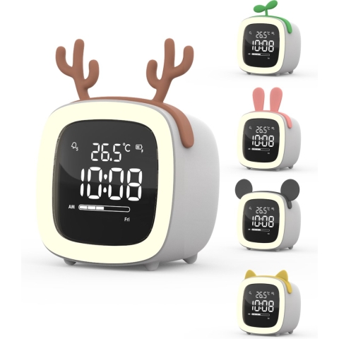 JustAnotherProduct AP18 - Oplaadbare digitale wekker - 4 alarmen met nachtlampje - Grijs