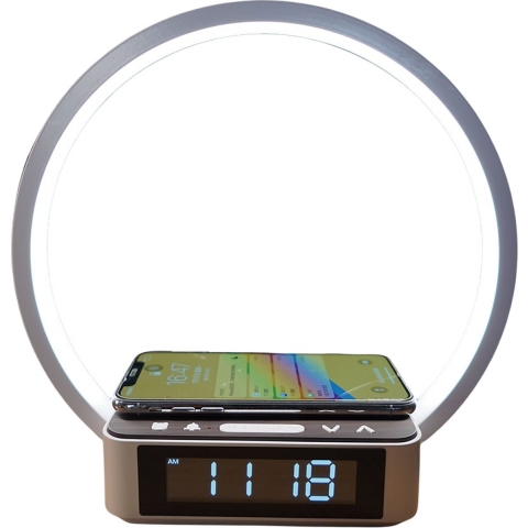 Zedar 4 in 1 Wake-up light - Digitale wekker - Draadloze oplader - Nachtlamp - Leeslamp