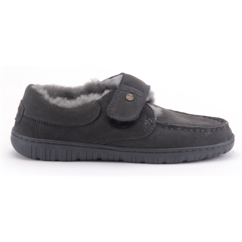 Warmbat Melton Suede - Heren Pantoffels - Suède Wol - Dark grey - Maat 41