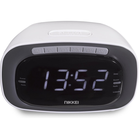 Nikkei NR200WE - Wekker met Radio en Buzzer - LED Display - Wit