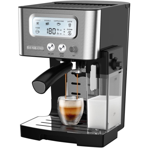 Sencor Barista Express - Espressomachine met melkopschuimer - 15 bar Italiaanse pomp - LCD-display
