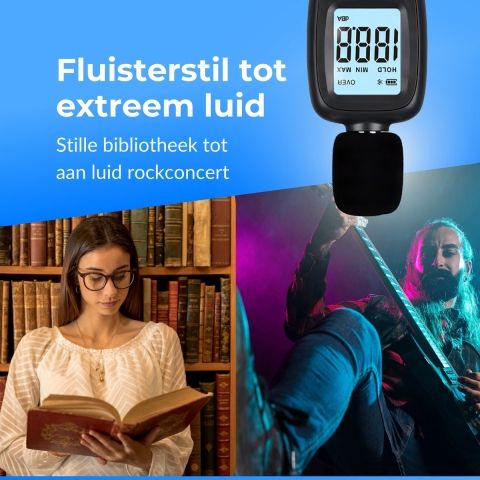 PuroTech Geluidsmeter - Universeel - CE gemarkeerd - Zwart
