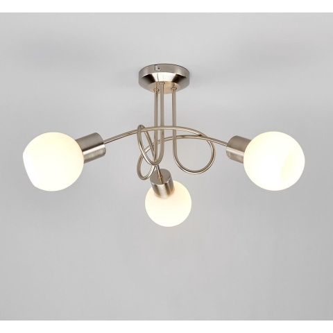 Lindby - Elaina 3 Plafondlamp Nickel/Opal