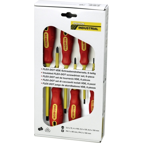 Proxxon Industrial Schroevendraaierset VDE 6-delig Plat, Kruiskop Phillips