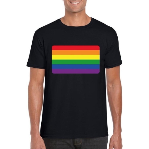 T-shirt met Regenboog vlag zwart heren S -