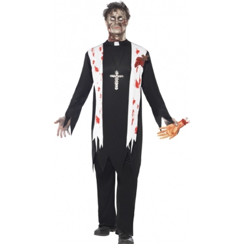 Zombie priester kostuum - voor heren - Halloween/horror verkleedkleding - 4-delig 48-50 (M) -