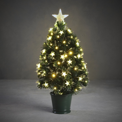 Fiber Optic kunstboom - H60 cm - met verlichting - led sterren - 60 cm - kunst kerstboom -
