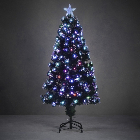 Luca Lighting Fiber kunst kerstboom - H120 cm - met verlichting - 135 led - gekleurd - kunstboom -
