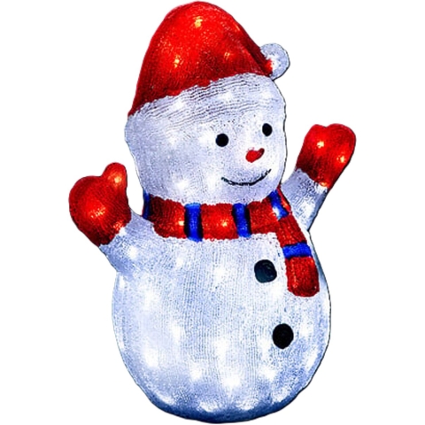 Kerstverlichting figuur - sneeuwpop - H48 cm - 90 led lampjes - solar - voor buiten -