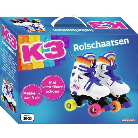 K3 Rolschaatsen Maat 30-33 Wit/Regenboog