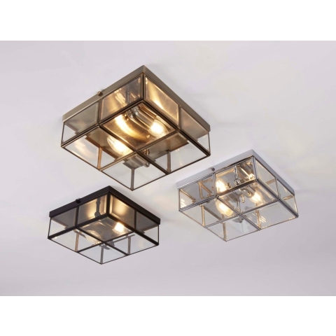 Searchlight Flush - plafondverlichting - 25 x 25 x 10 cm - antiek messing