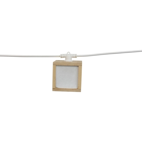 New Garden Vega - lichtslinger op zonne-energie - 8 meter slinger waarvan 3 meter snoer - 10 LED-lampen incl. - IP44 - bamboe en wit