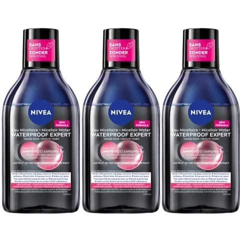 3x NIVEA 0% Residu Micellair Water Waterproof 400 ml