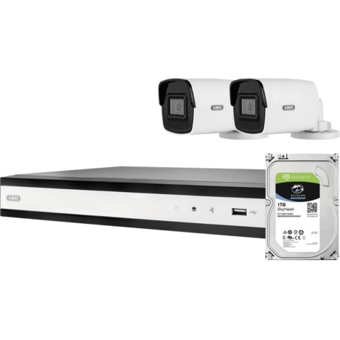 ABUS ABUS Komplett-Set mit 2 PoE Mini Tube-Kameras + Rekorder TVVR36423T IP-Bewakingscameraset LAN 1920 x 1080 Pixel