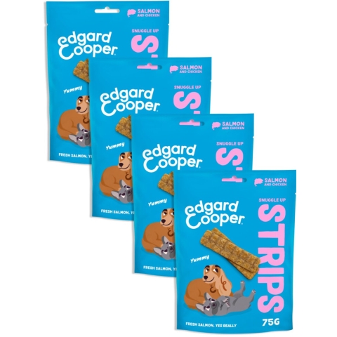 4x Edgard&Cooper Adult Strips Zalm&Kip 75 gr