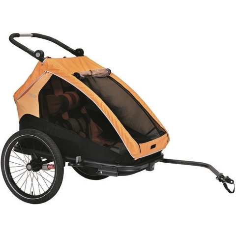 XLC DuoS Fietskar - Kinderfietskar - 3-in-1 voor 2 kinderen - Oranje