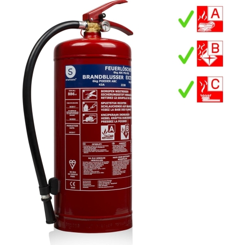 Smartwares 10.014.72 - Brandblusser - 6kg poeder - Brandklasse ABC - BSI Ge