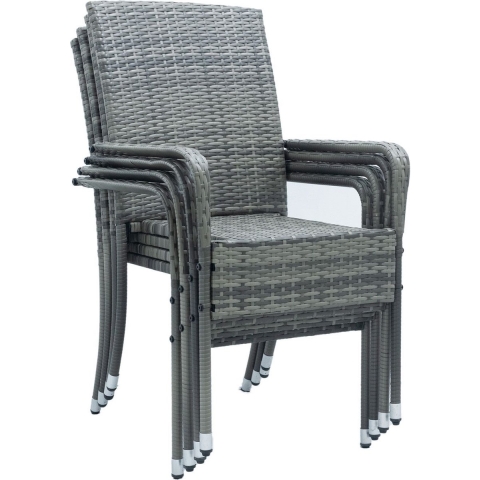 Juskys Yoro - Tuinstoelen - 4-delig - Stapelbaar - Grijs (4 stuks)