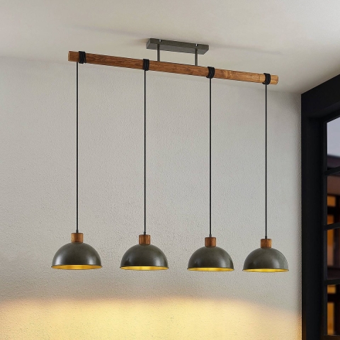 Lindby - Durbis 4 Hanglamp Dark Grey/Wood