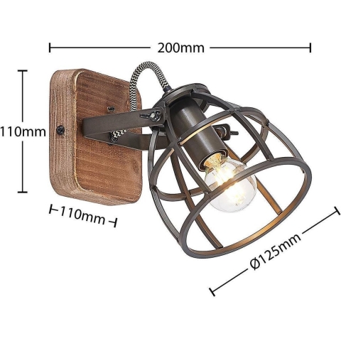 Lindby - Rutger Wandlamp Wood/Black