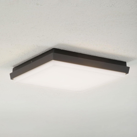 Lucande - Amra LED Square Buiten Plafondlamp 30 Dark Grey