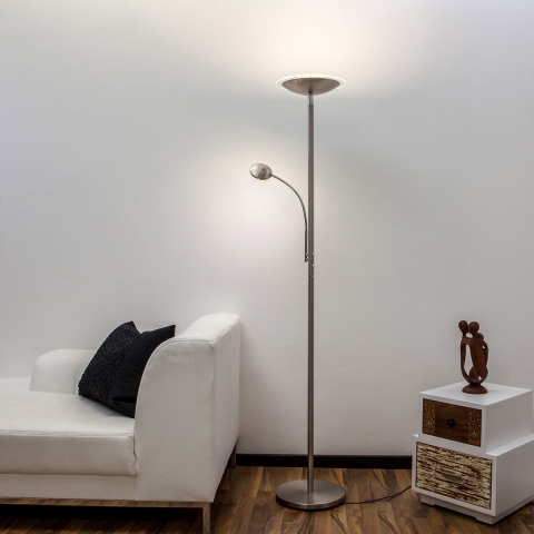 Lindby - Malea LED Vloerlamp w/Arm Matt Nickel