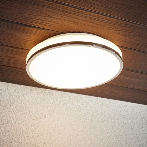 Lindby - Lyss ronde LED plafondlamp IP44 Ø34 chroom
