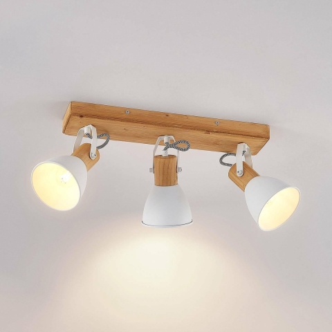 Lindby - Merela 3 Plafondlamp Wood/White