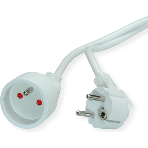 VALUE Stroom verlengkabel met aarde, 230VAC, UTE versie, wit, 10 m