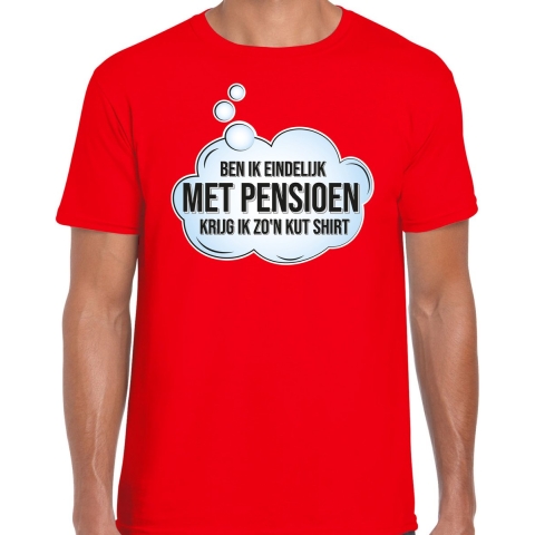 Cadeau T-shirt voor heren - eindelijk met pensioen - rood - VUT L -