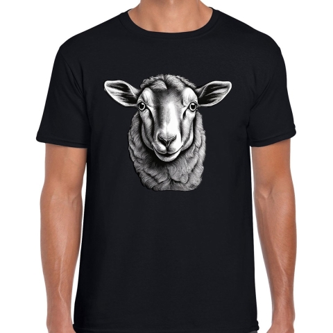 Cadeau T-shirt heren - boerderijdieren liefhebber - zwart - schaap L -