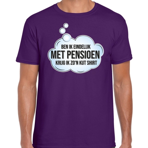 Cadeau T-shirt voor heren - eindelijk met pensioen - paars - VUT XL -
