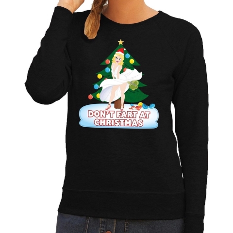 Foute kersttrui zwart Dont Fart at Christmas voor dames 2XL (44) -