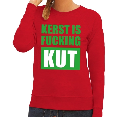 Foute kersttrui Kerst Is Fucking Kut rood voor dames S (36) -