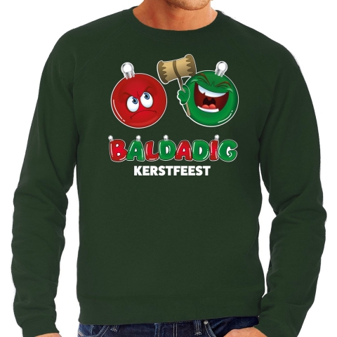 Foute Kersttrui/sweater voor heren - baldadig kerstfeest - groen - brutaal/ontdeugend M -