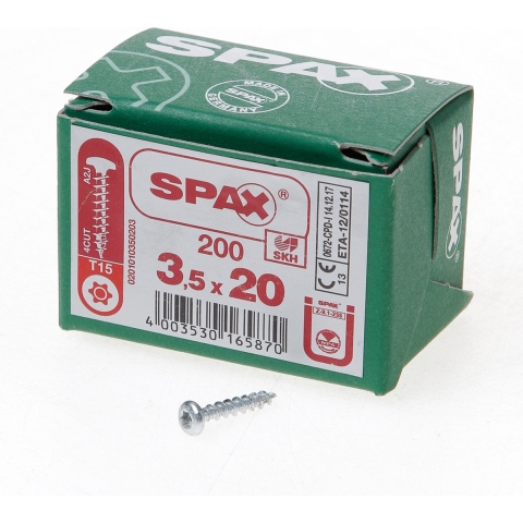 SPAX 880930140035020 R 88093 Ruko m.Spitze/T-STAR Bolkop houtschroef 3.5 mm 20 mm Torx, Binnen-T Staal Galvanisch verzinkt 1000 stuk(s)