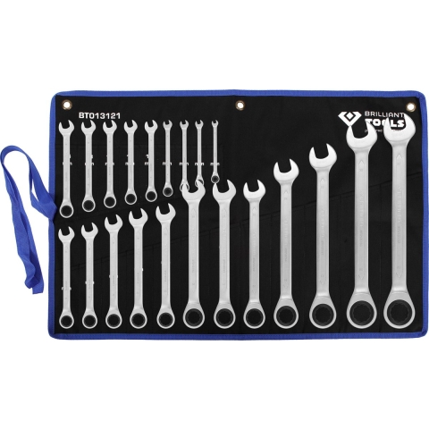 Brilliant Tools BT013121 BT013121 Ringsleutel met ratelset Sleutelbreedte (metrisch) 8 - 53 mm