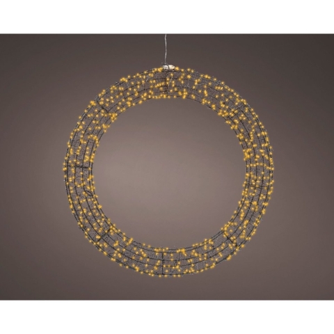 Classic warm 720 Micro-LED verlichte krans frame zwart dia 58 cm - Lumineo
