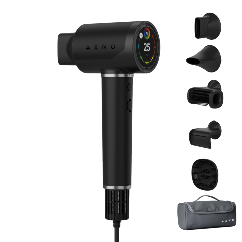 Aeno Haardroger Hd5 Zwart 1500w Spraakbesturing IONisator Touch Lcd Infrarood Afstandsbescherming Ai Besturing Föhn Zwart