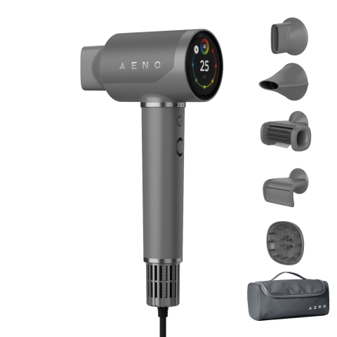 Aeno Haardroger Hd5 Grijs 1500w Spraakbesturing IONisator Touch Lcd Infrarood Afstandsbescherming Ai Besturing Föhn Grijs