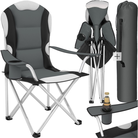 Tectake Stoel Basic - Opklapbare Campingstoel - Inclusief Draagtas - Grijs/Zwart